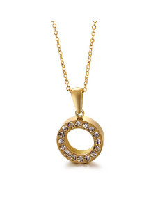 Niche Light Luxury Stainless Steel Clavicle Chain Fashion Round Full Diamond Pendant 