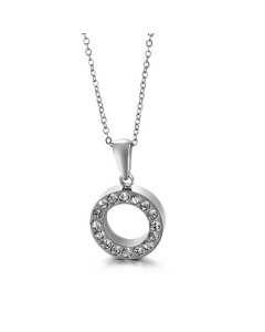 Niche Light Luxury Stainless Steel Clavicle Chain Fashion Round Full Diamond Pendant 