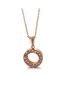 Niche Light Luxury Stainless Steel Clavicle Chain Fashion Round Full Diamond Pendant 