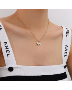 Titanium Steel Necklace Simple Mermaid Fish Tail Imitation Pearl Pendant 