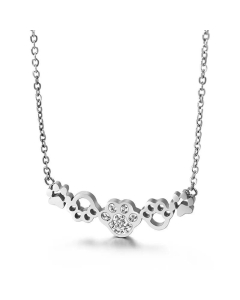 Wholesale New Stainless Steel Pendant Necklace Diamond Cat Claw Footprints Necklace