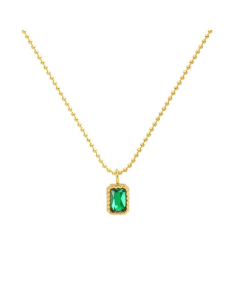 Hot Selling Plated 18K Real Gold Necklace Emerald Zircon Micro-Inlaid Craft Necklace Titanium Steel