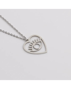New Devil's Eye Stainless Steel Fashion Love Heart Necklace Jewelry 