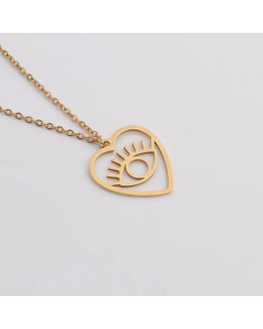 New Devil's Eye Stainless Steel Fashion Love Heart Necklace Jewelry 