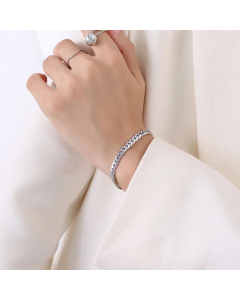 Personalized Trendy Minority Titanium Steel Necklace Bracelet Set-01-Steel Color