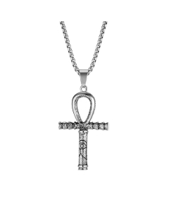Personality Street Hip Hop Stainless Steel Necklace Cross-Border New Arrival Vintage Cross Pendant 