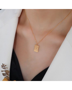 Personality Simple Necklace Titanium Steel Plated 18K Gold Star Sun Square Clavicle Necklace Jewelry