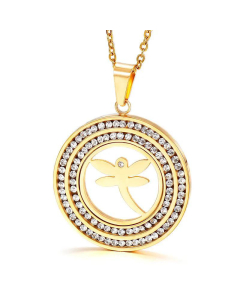 Wholesale Fashion Stainless Steel Electroplating Hollow Pendant Clavicle Chain -Gold Color-01