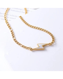 Retro Titanium Steel Plated White Shell Lightning Necklace Clavicle Chain Fine Jewelry