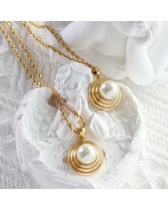 Thread Imitation Pearl Pendant Necklace Clavicle Chain Fine Titanium Steel Jewelry