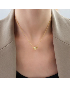 Simple Neclkace With Opal Small Bee Pendant Plated 18K Gold Titanium Steel Fine Jewelry 