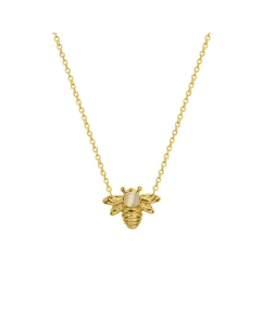 Simple Neclkace With Opal Small Bee Pendant Plated 18K Gold Titanium Steel Fine Jewelry 