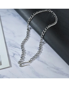 Minimalist Thick Straps Fishhook Necklace Fashion Personality Sweater Hip Hop Clavicle Chain Titanium Steel Female