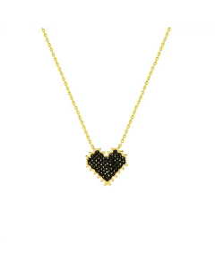 Heart-Shaped Clavicle Necklace Jewelry Black Diamond Titanium Steel