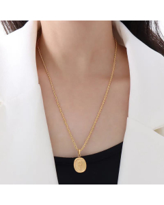 Titanium Steel Necklace Rose Square Pendant Twist Chain Long Rose Necklace 