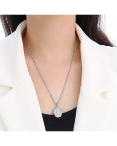 Titanium Steel Necklace Rose Square Pendant Twist Chain Long Rose Necklace 