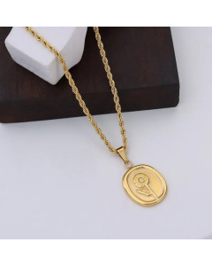 Titanium Steel Necklace Rose Square Pendant Twist Chain Long Rose Necklace 