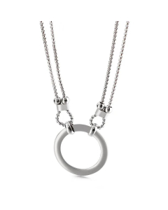 Korean Stainless Steel Diamond Double-Layer Necklace Round Personality Female Necklace