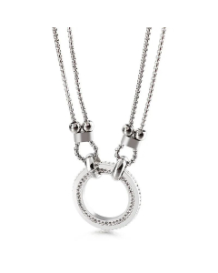 Korean Stainless Steel Diamond Double-Layer Necklace Round Personality Female Necklace