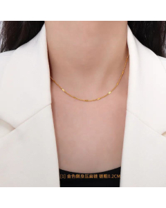 Wholesale Jewelry Simple Titanium Steel Plated 18K Gold Jewelry Bare Chain Necklace -Gold Color-01