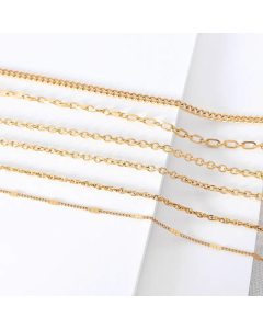 Wholesale Jewelry Simple Titanium Steel Plated 18K Gold Jewelry Bare Chain Necklace 