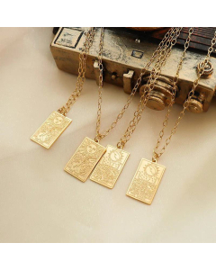 Retro Clavicle Chain Titanium Steel Sun Moon Embossed Pendant Necklace Jewelry