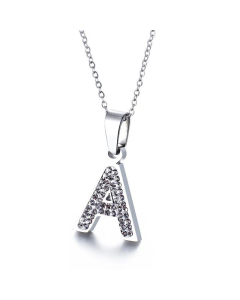 26 Letters Stainless Steel Necklace Full Diamond Female Necklace Wholesale