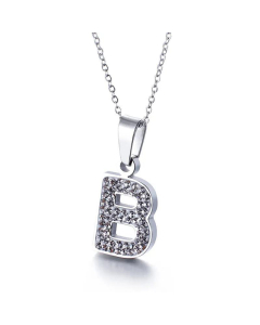26 Letters Stainless Steel Necklace Full Diamond Female Necklace Wholesale