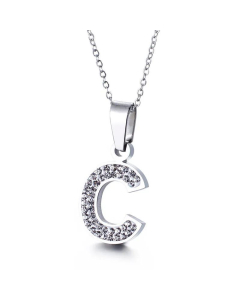 26 Letters Stainless Steel Necklace Full Diamond Female Necklace Wholesale