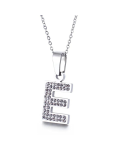 26 Letters Stainless Steel Necklace Full Diamond Female Necklace Wholesale