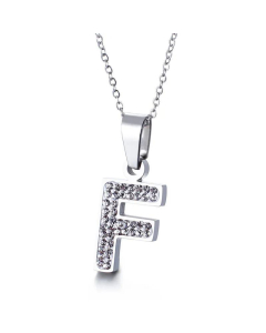 26 Letters Stainless Steel Necklace Full Diamond Female Necklace Wholesale