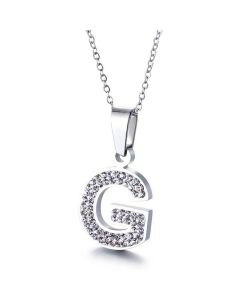 26 Letters Stainless Steel Necklace Full Diamond Female Necklace Wholesale