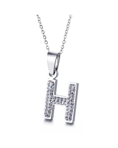 26 Letters Stainless Steel Necklace Full Diamond Female Necklace Wholesale