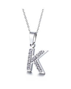 26 Letters Stainless Steel Necklace Full Diamond Female Necklace Wholesale