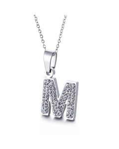 26 Letters Stainless Steel Necklace Full Diamond Female Necklace Wholesale