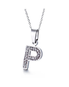 26 Letters Stainless Steel Necklace Full Diamond Female Necklace Wholesale