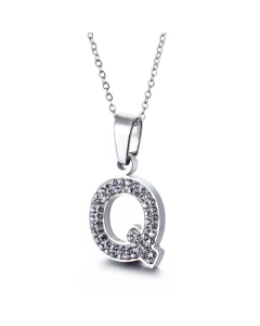 26 Letters Stainless Steel Necklace Full Diamond Female Necklace Wholesale