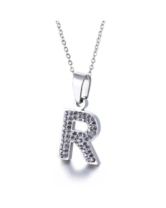 26 Letters Stainless Steel Necklace Full Diamond Female Necklace Wholesale