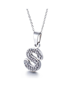26 Letters Stainless Steel Necklace Full Diamond Female Necklace Wholesale