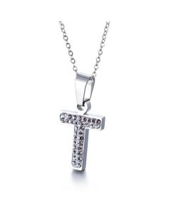 26 Letters Stainless Steel Necklace Full Diamond Female Necklace Wholesale
