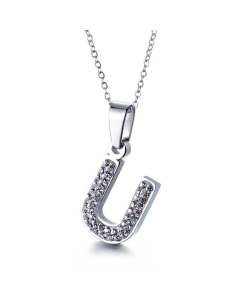 26 Letters Stainless Steel Necklace Full Diamond Female Necklace Wholesale