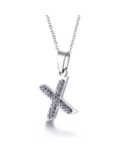26 Letters Stainless Steel Necklace Full Diamond Female Necklace Wholesale