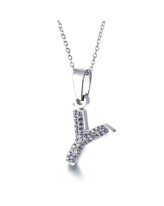 26 Letters Stainless Steel Necklace Full Diamond Female Necklace Wholesale