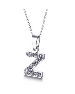 26 Letters Stainless Steel Necklace Full Diamond Female Necklace Wholesale