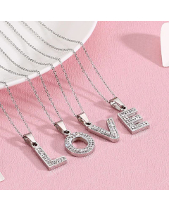 26 Letters Stainless Steel Necklace Full Diamond Female Necklace Wholesale
