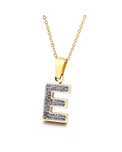  Full Diamond 26 English Letters Stainless Steel Necklace Wholesale Jewelry