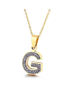  Full Diamond 26 English Letters Stainless Steel Necklace Wholesale Jewelry