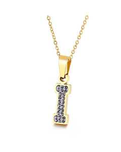  Full Diamond 26 English Letters Stainless Steel Necklace Wholesale Jewelry