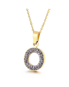  Full Diamond 26 English Letters Stainless Steel Necklace Wholesale Jewelry