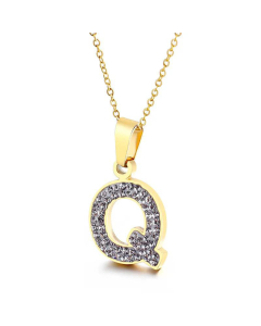  Full Diamond 26 English Letters Stainless Steel Necklace Wholesale Jewelry